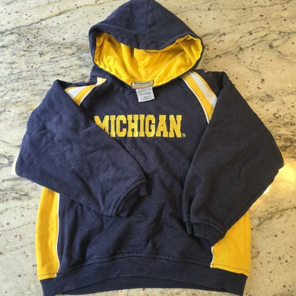 University Of MICHIGAN Heisman Reebok Youth 7 Sweatshirt Hoodie Vtg